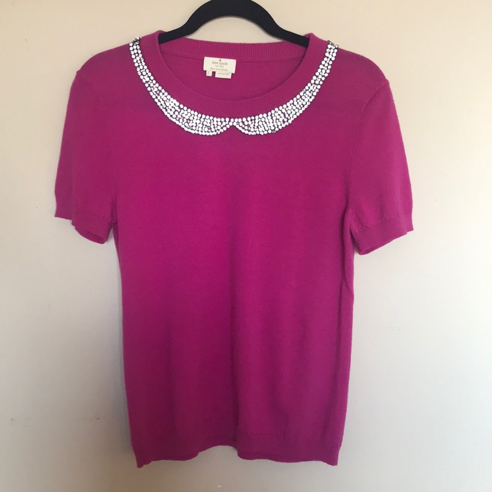 💖Kate Spade Magenta Sweater w/ Peter Pan Collar